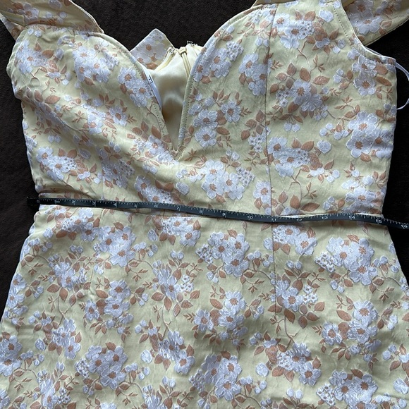 Lulu’s Favorite Song Yellow Floral Jacquard Off-the-Shoulder Mini Dress - Picture 7 of 7